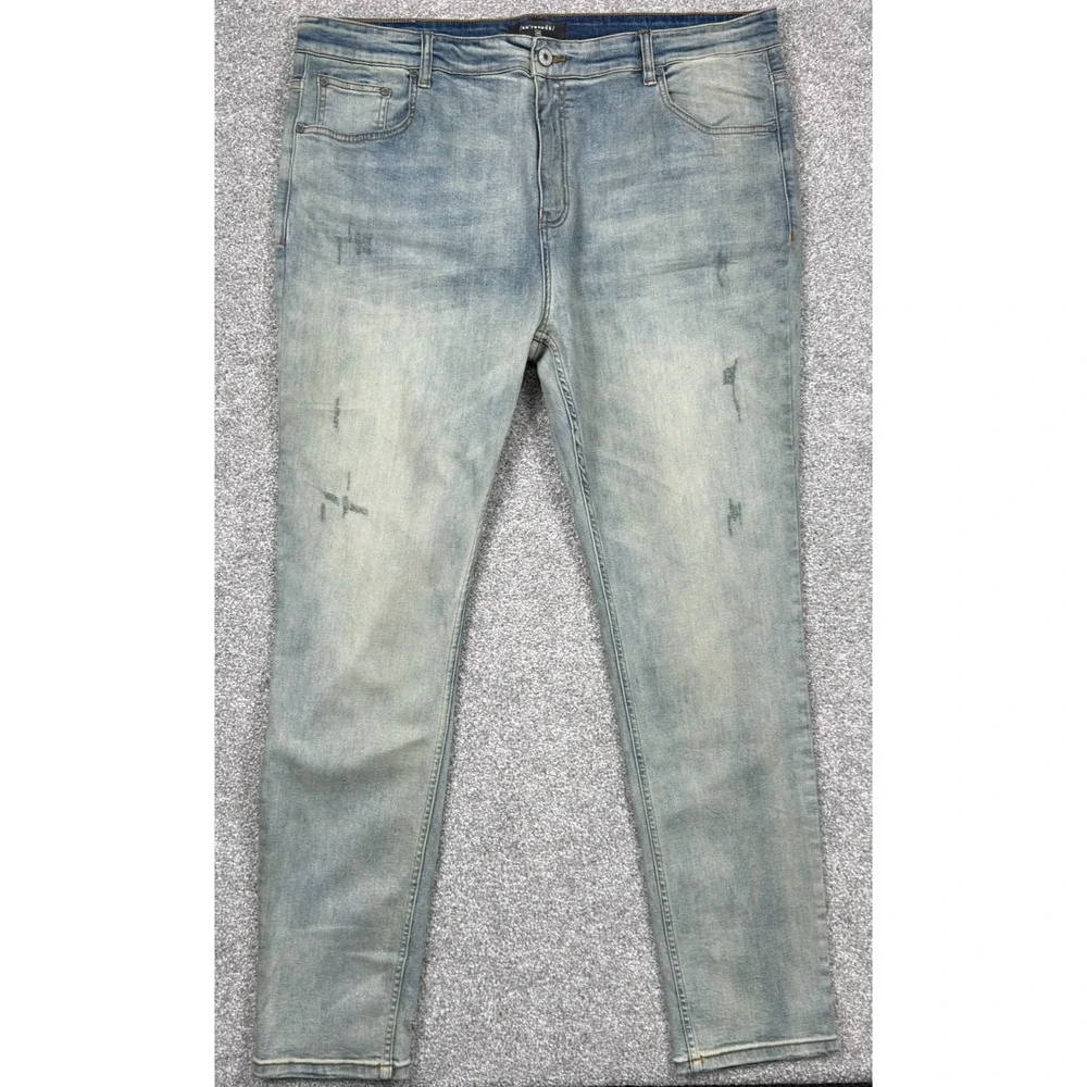 SERENEDE Jeans Men's 44x34 Light Wash Stretch Skinny Denim
